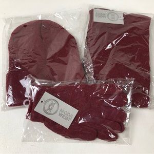Knit Scarf Hat and Gloves Set Moda West Flexible Stretch NWT